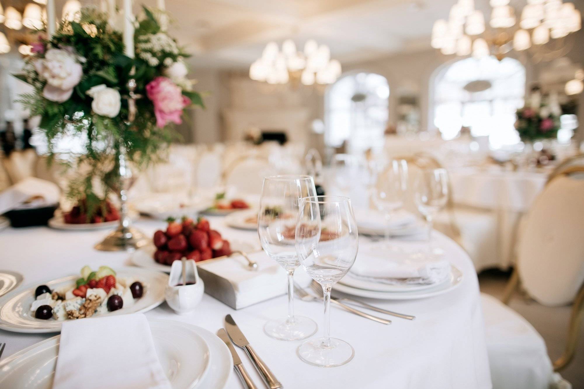 Restaurant table with food