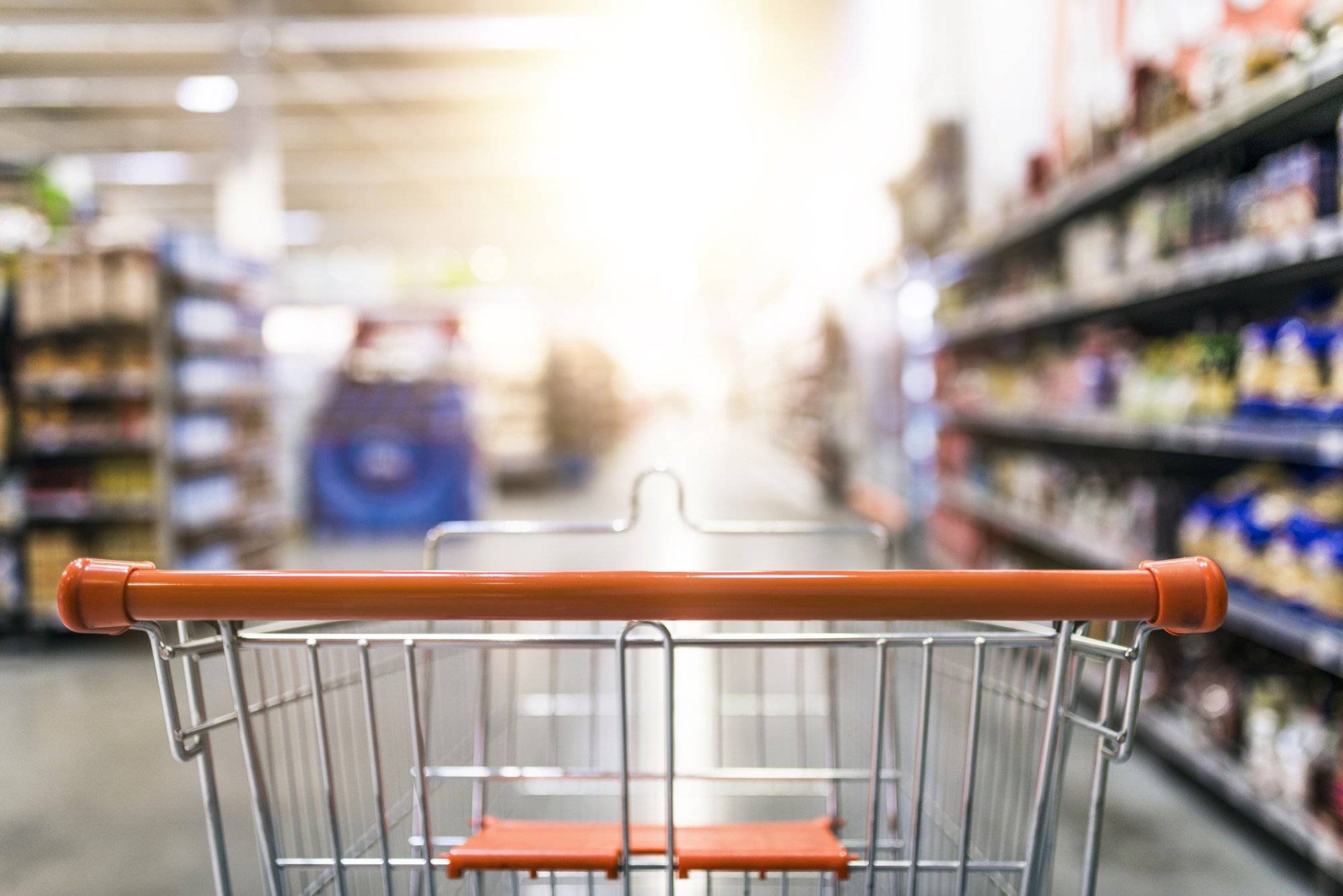 Shopping cart in supermarket